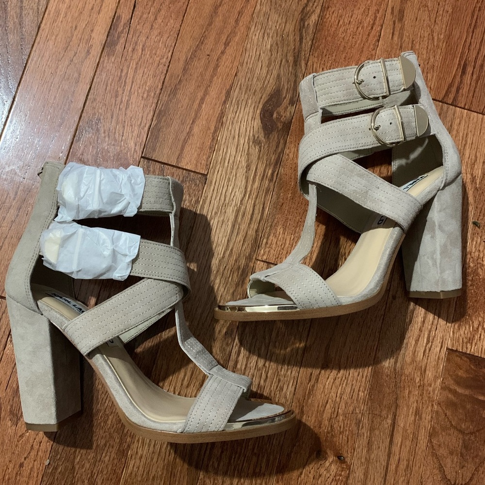 Karl Lagerfeld Suede Sandals 6 NEW Tan